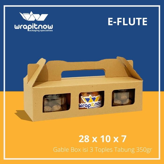 4psy- (20 Pcs) Gable Box 28X10X7 Dus Eflute Toples Tabung 350Gr Parcel Hampers Kue Kering