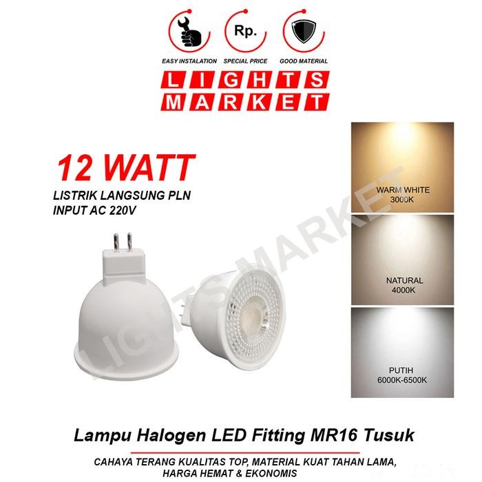 dfue- Lampu Halogen Spotlight Led 12W Mr 16 Sorot 12 Watt Mr16 Tusuk 12Watt