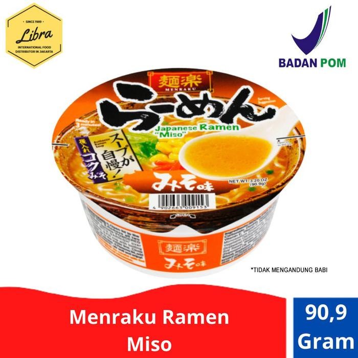 ORIGINAL Menraku Ramen Miso/ ramen Jepang Cup Food Instan Noodles Makanan