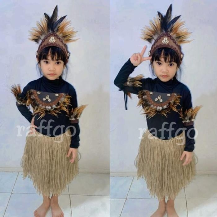 bull- Topi Adat Papua / Topi Bulu Ayam Papua/ Topi Tari Anak