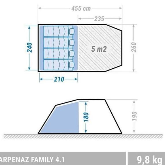 Footprint Tenda Quechua Arpenaz 4 Size 250X210Cm Full Seal