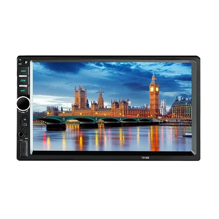 Head Unit Double Din MP5 7 inch 7018B Audio Mobil Mirrorlink Bluetooth Touchscreen Full Glass Car