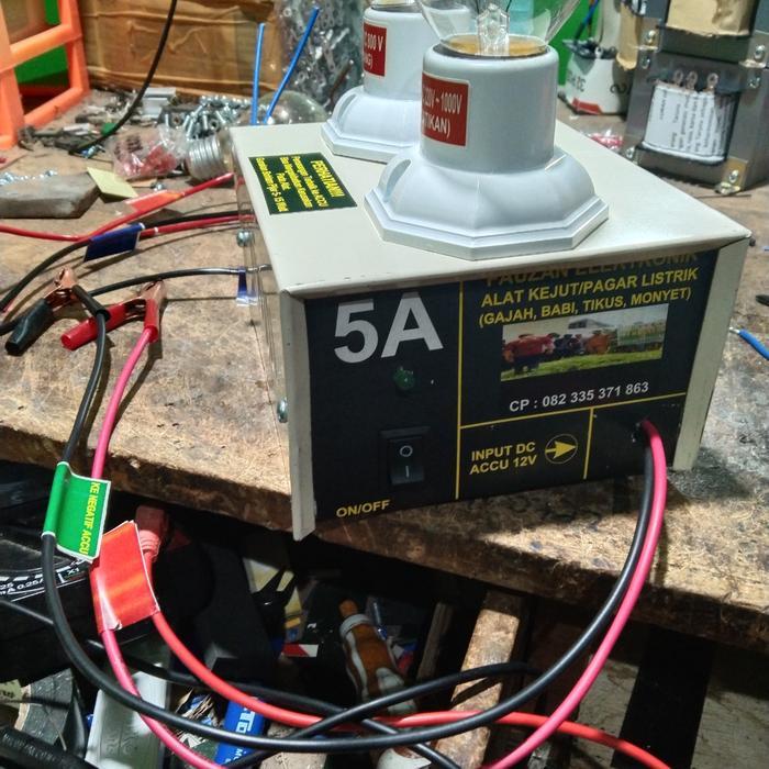 pagar elektrik kejut strom setrum babi tikus gajah dan monyet 5 amper 2 fungsi jangkauan -+5 hektar