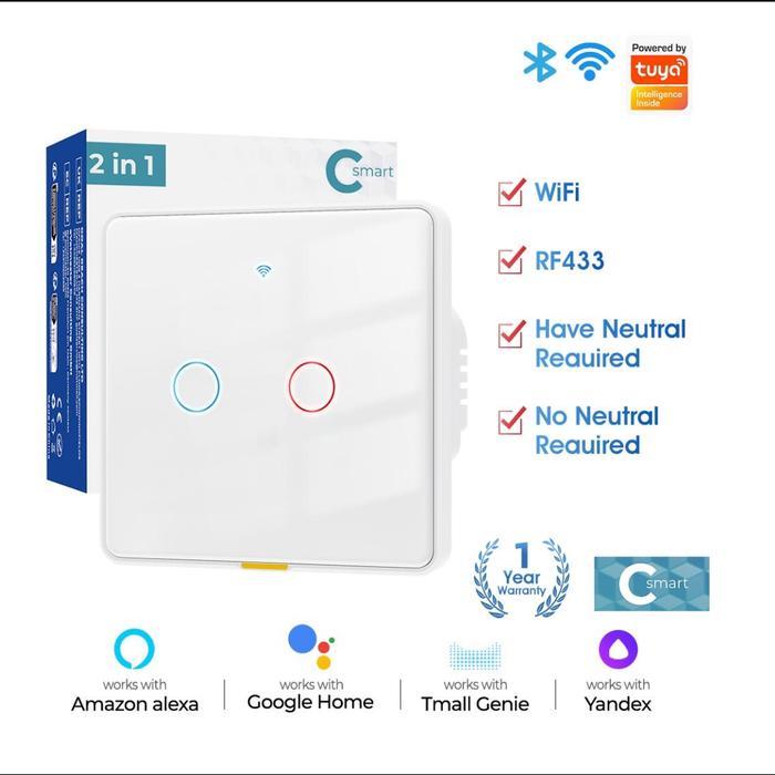 WIFI SMART SWITCH RF433 TUYA SMART HOME NO NEUTRAL WIRE+NEUTRAL WIRE WIRELESS WIFI RF 433 WALL