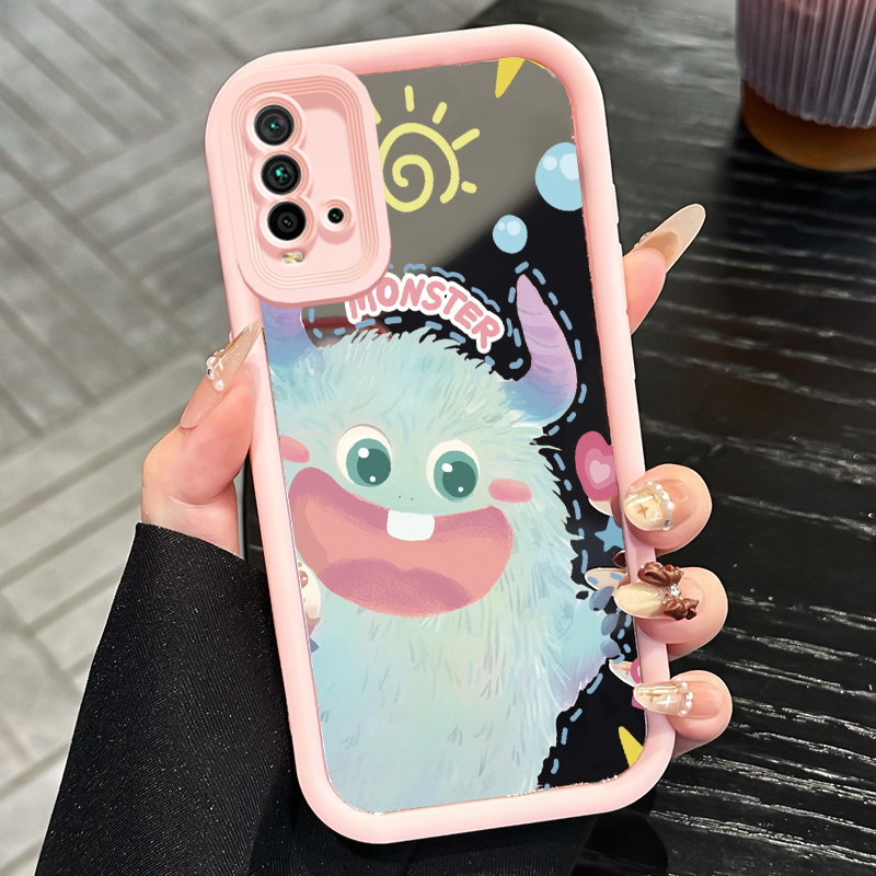 Casing Hp untuk Xiaomi Redmi 9T 9 Power Case Monster berbulu itu lucu Kasing Cermin Cesing Skin pas 
