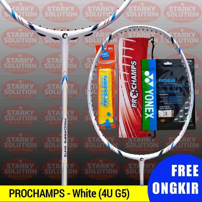 Raket PROCHAMPS WHITE 4U G5 Bulutangkis Badminton Original