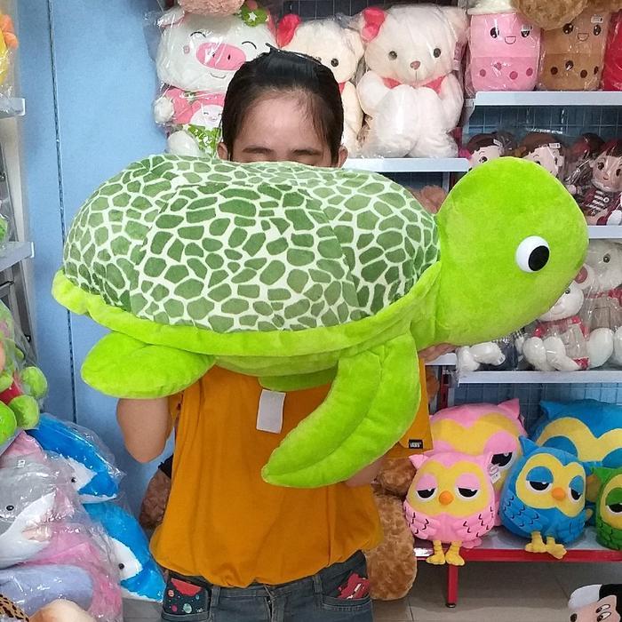 Boneka Penyu Kura Kura Turtle Coklat Hijau Besar Jumbo