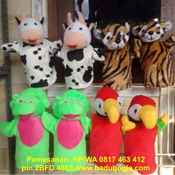 Boneka Tangan Kartun / Karakter / Sapi / Macan / Baby Bop /Makau 30 cm
