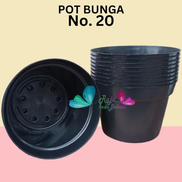 Raja Indo Promo Pot Bunga Murah/ Pot Plastik Hitam Uk 20 /Pot Tanaman