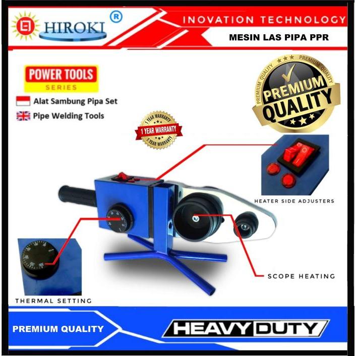 HIROKI MESIN LAS PIPA PPR 20 63 mm BESAR 1500 WATT TIMER PEMANAS HEATER TRAFO LAS PVC