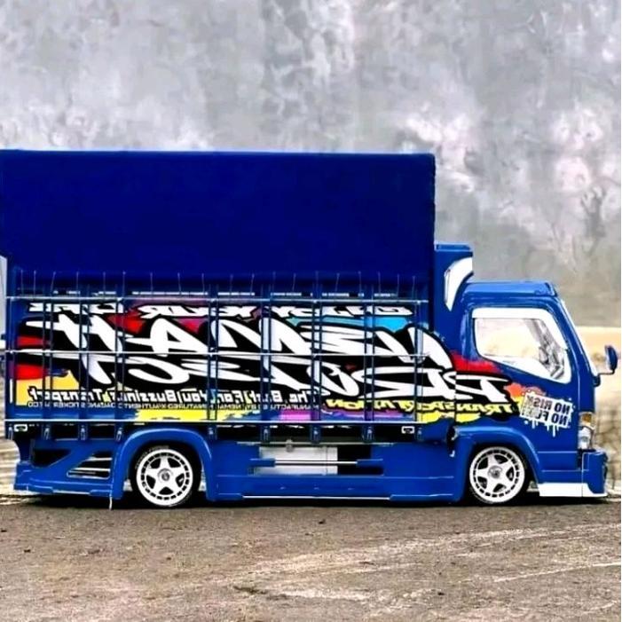 Truk Oleng Miniatur Full Lampu Terpal Toys Biru Wahyu Abadi Gercep
