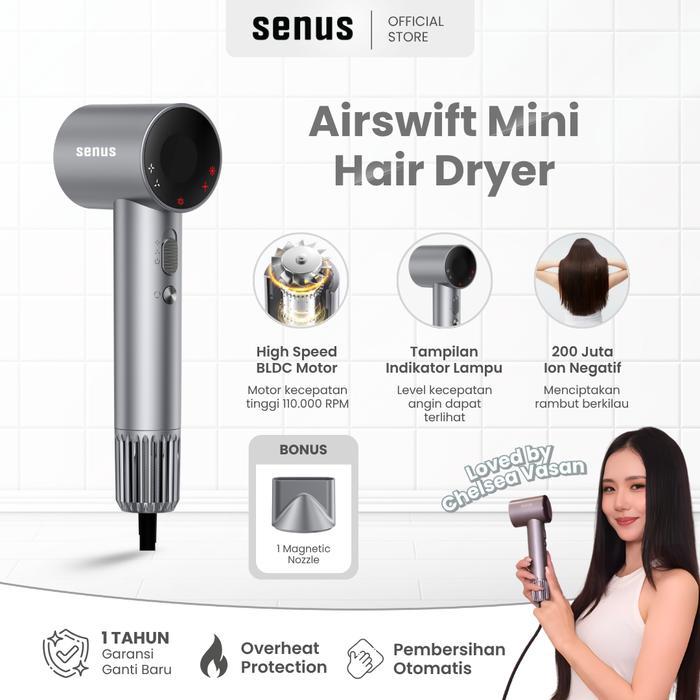 Senus Airswift Mini Hairdryer - Negative Ion Hair Dryer High Speed
