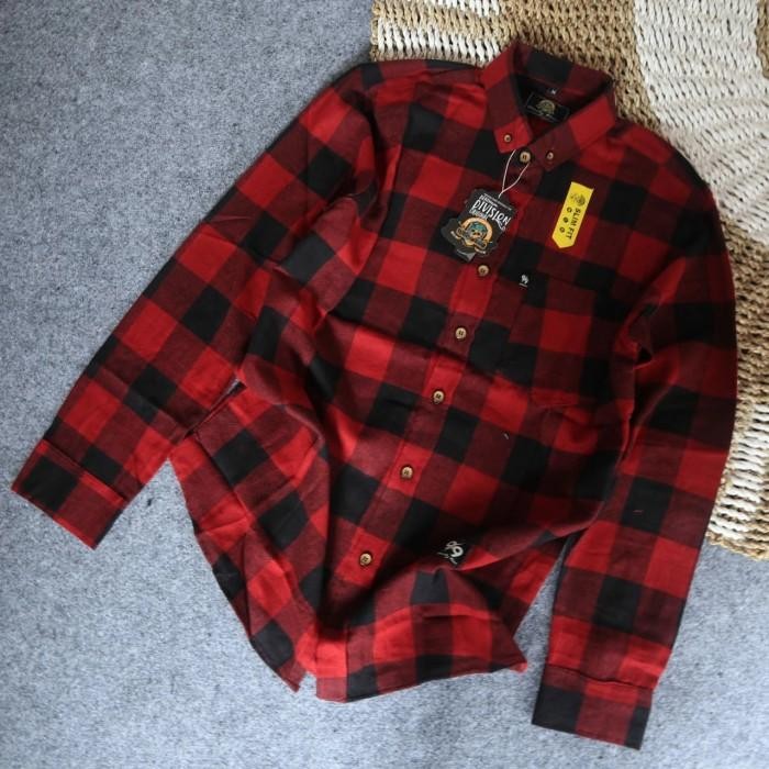kemeja flanel kotak hitam merah