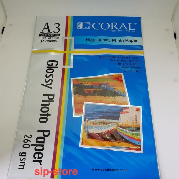

Pilihan- Coral Glossy Photo Paper A3 260 Gsm