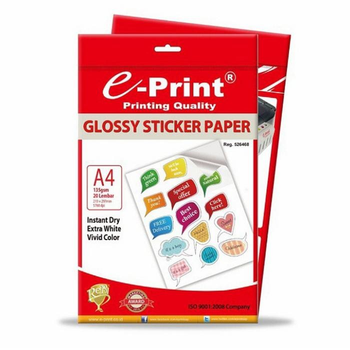 

Pilihan- Eprint Super Glossy Photo Paper A4 / Glossy Sticker Paper A4 E-Print
