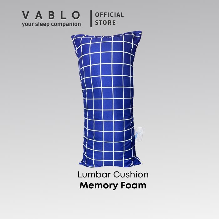 Vablo bantal lumbar cushion memory foam micro - motif biru