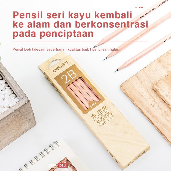 

Deli Graphite Pencil Pensil Kayu Grafit 2B isi 12pcs/BOX S909