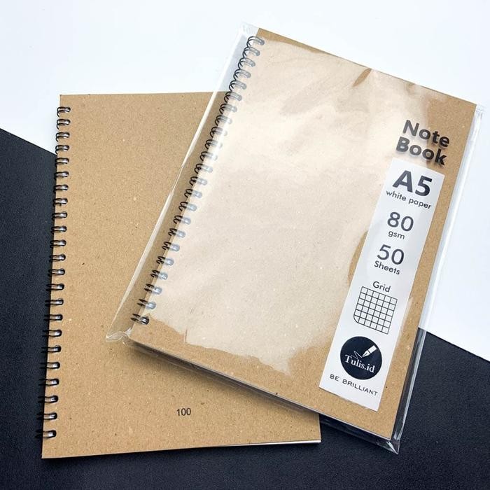

[Tulis.Id] Simple Basic Kraft Spiral Notebook Dotted / Grid / Blank