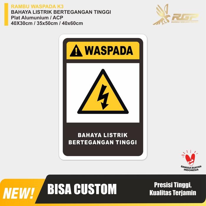 

SAFETY SIGN WASPADA BAHAYA LISTRIK TEGANGAN TINGGI 35 X 50CM ALUMUNIUM