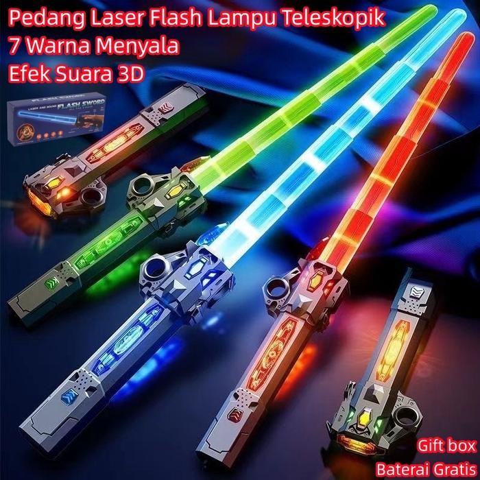 NODIA Gift Box Pedang Laser Flash Lampu Teleskopik/Mainan Star Wars/Mainan Role-playing