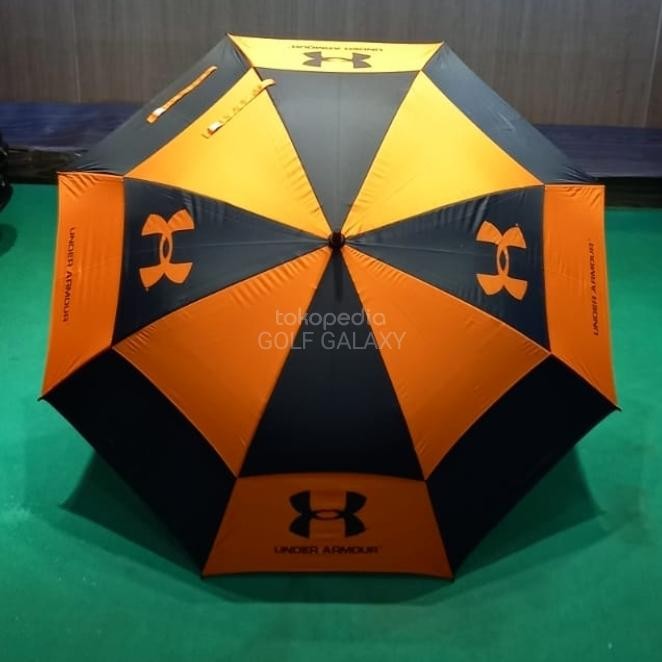 JUAL RUGI Payung Golf Under Armour Double Canopy-Hitam/Orange