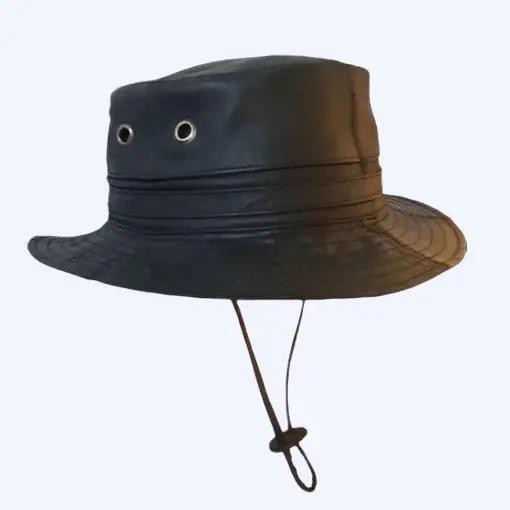 Topi Rimba Outdoor Pendaki Gunung Kulit Domba Asli Garut Polos Anti Air Pria Wanita - Hitam, Coklat