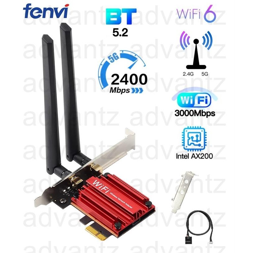Pilihan- Diewu Wifi 6 Adapter Card Network Wireless Bluetooth Pcie Intel Ax200