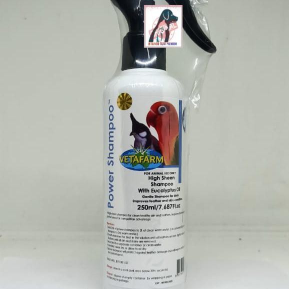 POWER SHAMPOO VETAFARM 250ML IMPORT SHAMPO SAMPO BURUNG MACAW MURAI CUCAK