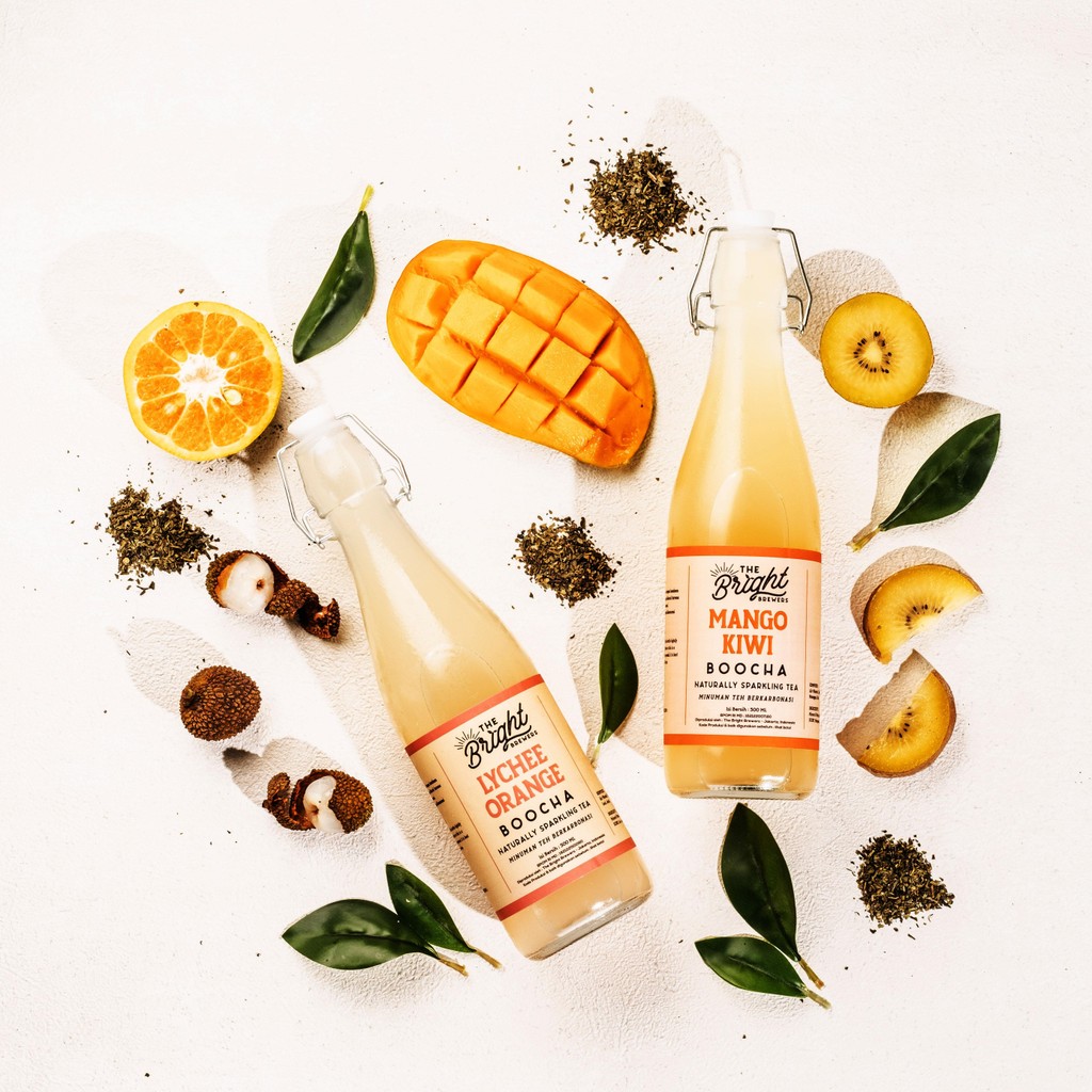 

Kombucha Teh Fermentasi The Bright Brewers Bundle 2 botol 500 ML Lychee Orange - Mango Kiwi