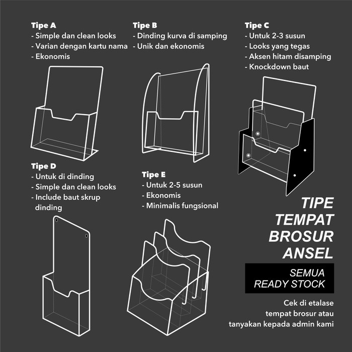 

Tempat Brosur Akrilik / Acrylic Flyer Holder - A5 Ver -Tipe C 3 Susun