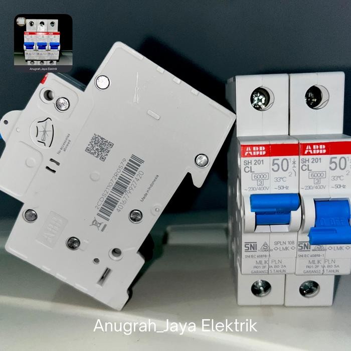 MCB ABB 1phase original PLN biru 50a