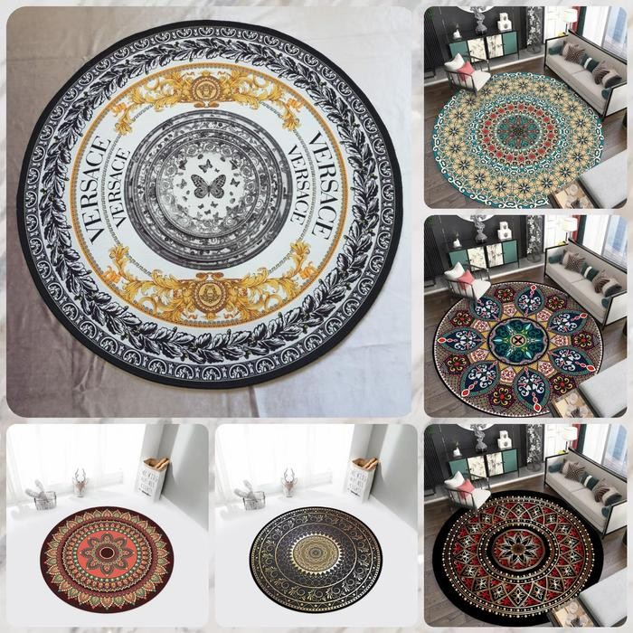Pilihan- Decardecor - Karpet Bulat Lantai Aesthetic, Karpet Bulat Mini, Karpet Bulat Etnik