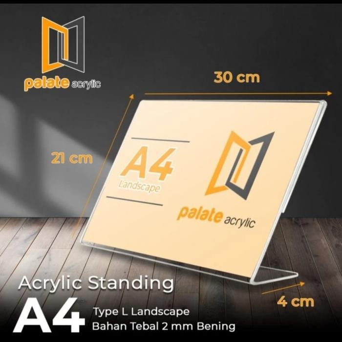 

OJ AKRILIK TENT HOLDER A4 L LANDSCAPE / TEMPAT BROSUR / 2MM STANDARD