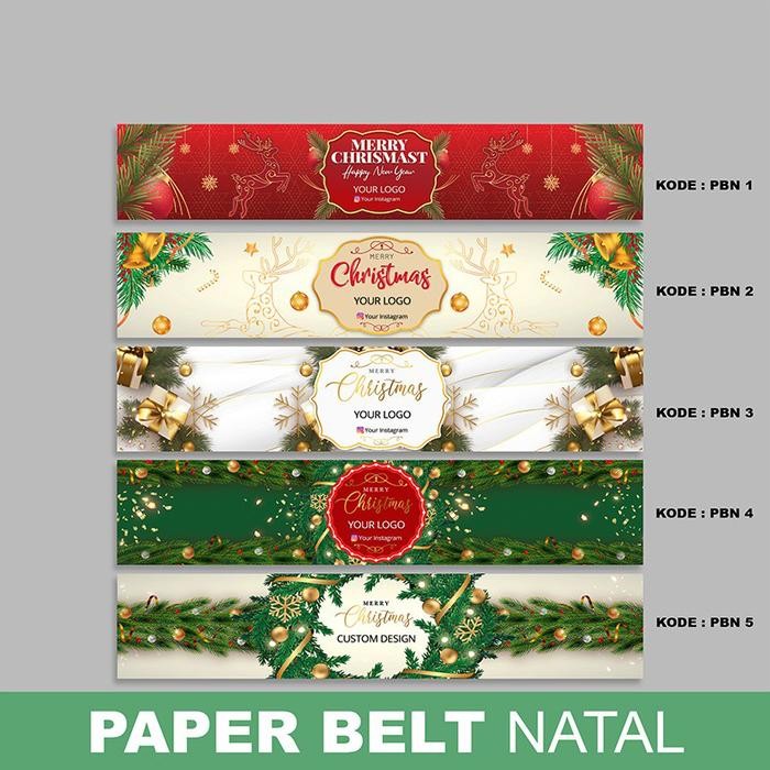 

PBN CHRISTMAS Paperbelt Costum Label Hampers Natal Paper Belt 45x7.5cm