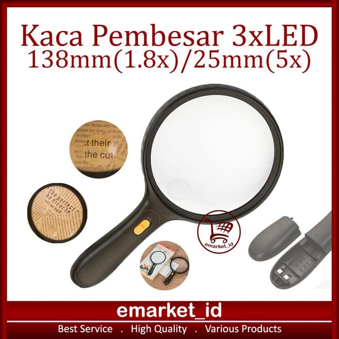

SALE Kaca Pembesar LED Besar 138mm Membaca / 1.8x 5x Lampu Lup Lensa