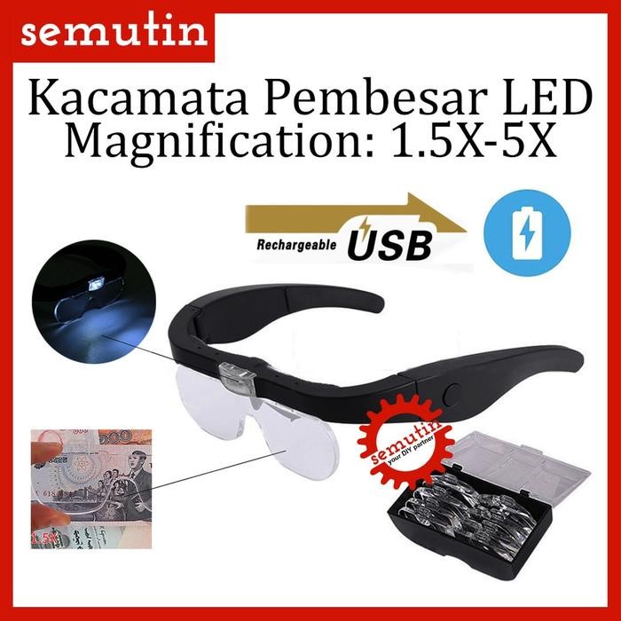 

SALE Kacamata Pembesar LED 1.5X-5X AE69 / Kaca Mata Zoom Servis Handsfree / Lampu Reparasi / Eyelash
