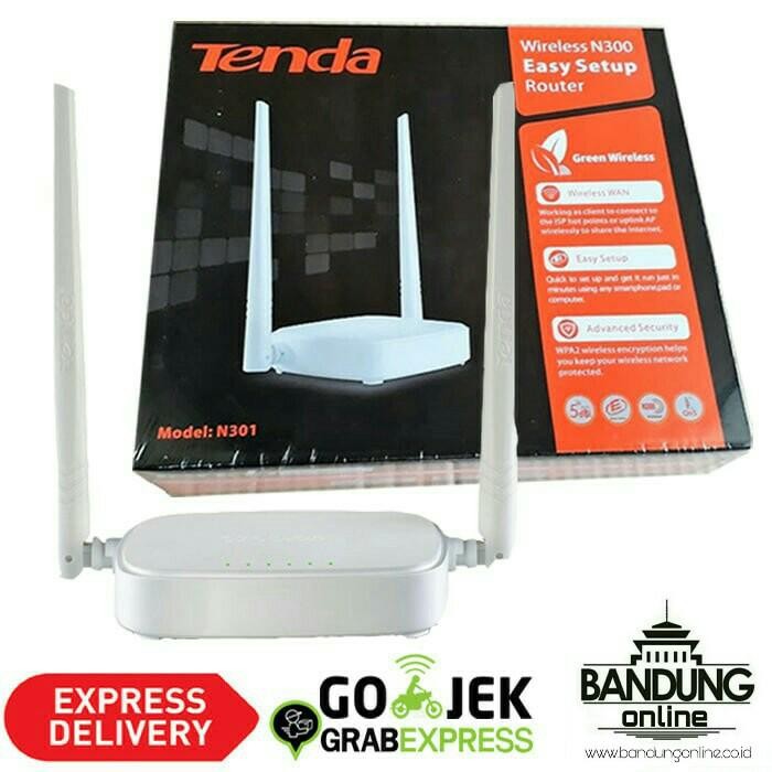 Pilihan- Tenda N301 Wireless Router 2 Antenna - White Box : Hitam