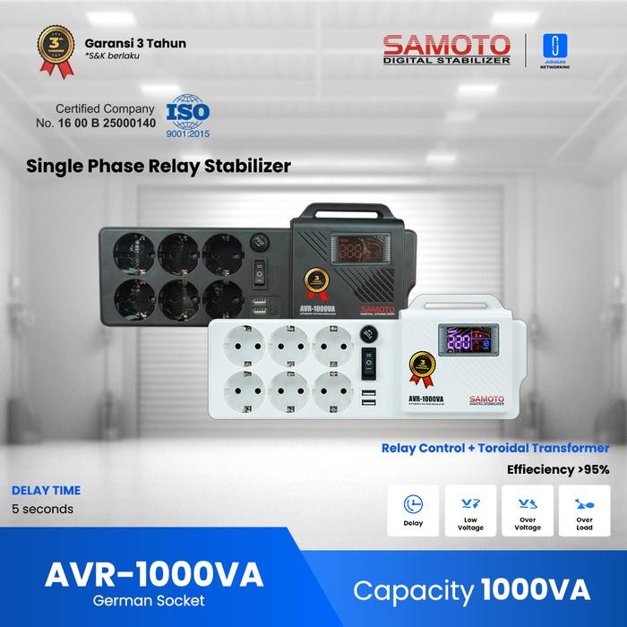 Limited Samoto Stabilizer Relay 1000Va Germany Socket Colokan Stop Kontak Avr Stabiliser Relay
