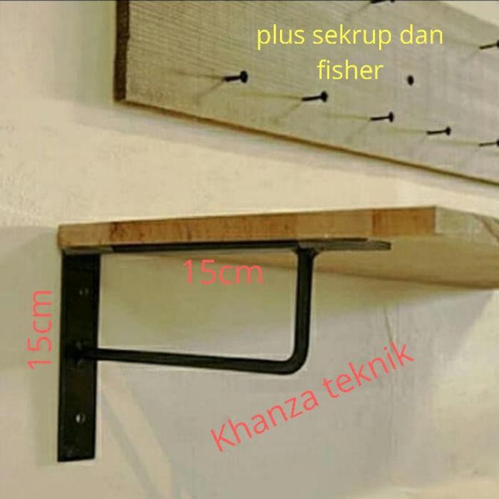 Rak Bracket Siku Papan Lebar Besi Ambalan Plat Siku Ukuran 50 x 100 cm