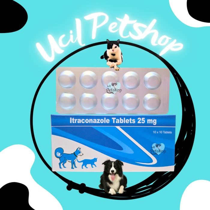 Itraconazole 25mg Obat Anti Jamur Ringworm Kucing Anjing (1 BLISTER = 10 Tab)