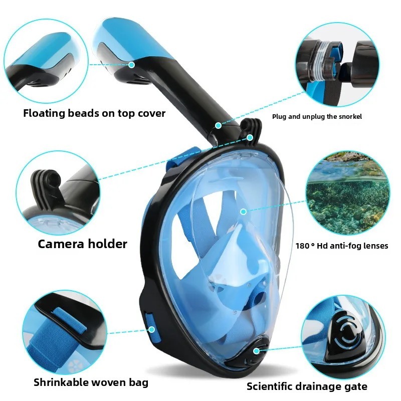 IMPORT Adult Snorkeling Mask Diving Glasses Swimming Equipment Set Kids Diving Gear Full Face Mask