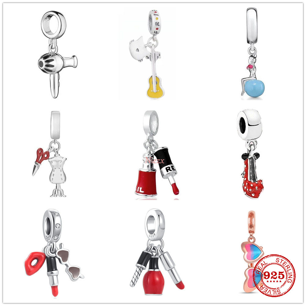 2023 New Hair dryer nail polish Pandora Bead Fit Original Pandoras Charms Silver 925 Bracelet Neckla