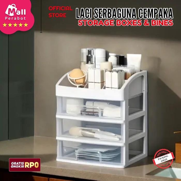 New Mall Perabot Make Up Organizer Rak Kosmetik 3 Susun Tempat Make Up Storage Box Tempat Aksesoris