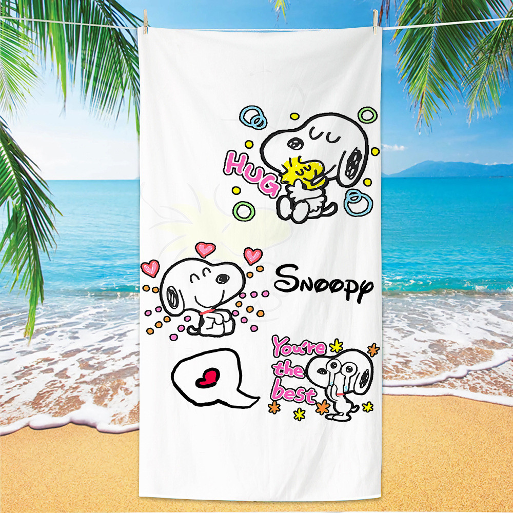 Snoopy Microfiber Beach Towel Cartoon Class A Beach Towel Summer Beach Towel Comfortable Beach Towel