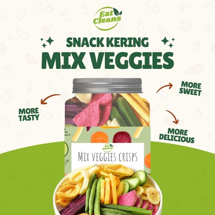 Eat Cleans Snack Mix Veggies Cemilan Sehat Diet Keripik Sayur Kering Rendah Kalori Tanpa Bahan