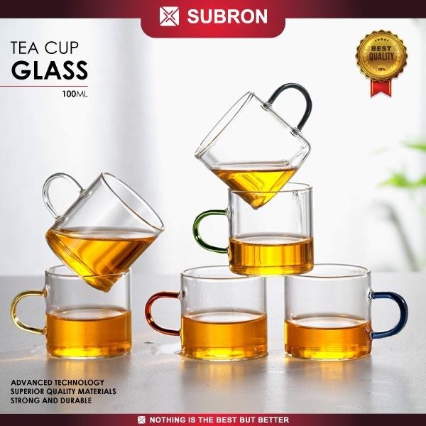 ASLI SUBRON Borosilicate Mini Tea Cup 100ml Cangkir Gelas Teh Kecil Kaca READY STOCK