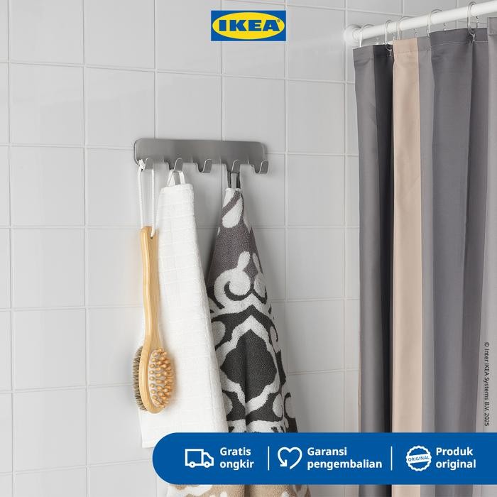 IKEA BROGRUND Rak Dengan Pengait Stainless Steel Pengait Plastik Sarung