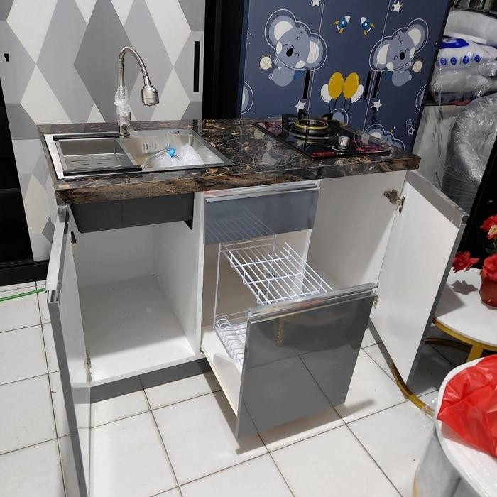 Kitchen Set Dapur Minimalis / Rak Kompor / Rak Wastafel / Lemari Dapur Top Granit Tile Ukuran