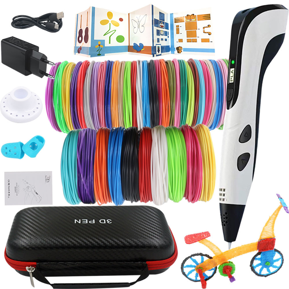 Novel 3D Printing Pen Set with LCD Display Power Adapter Travel Case colorful PLA Filament Kids Love