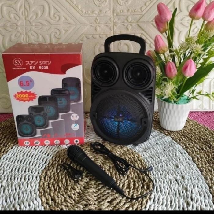SPEAKER SX 5038 + MIC/SPEAKER BLUETOOTH / SPEAKER KARAOKE Wireless Bass